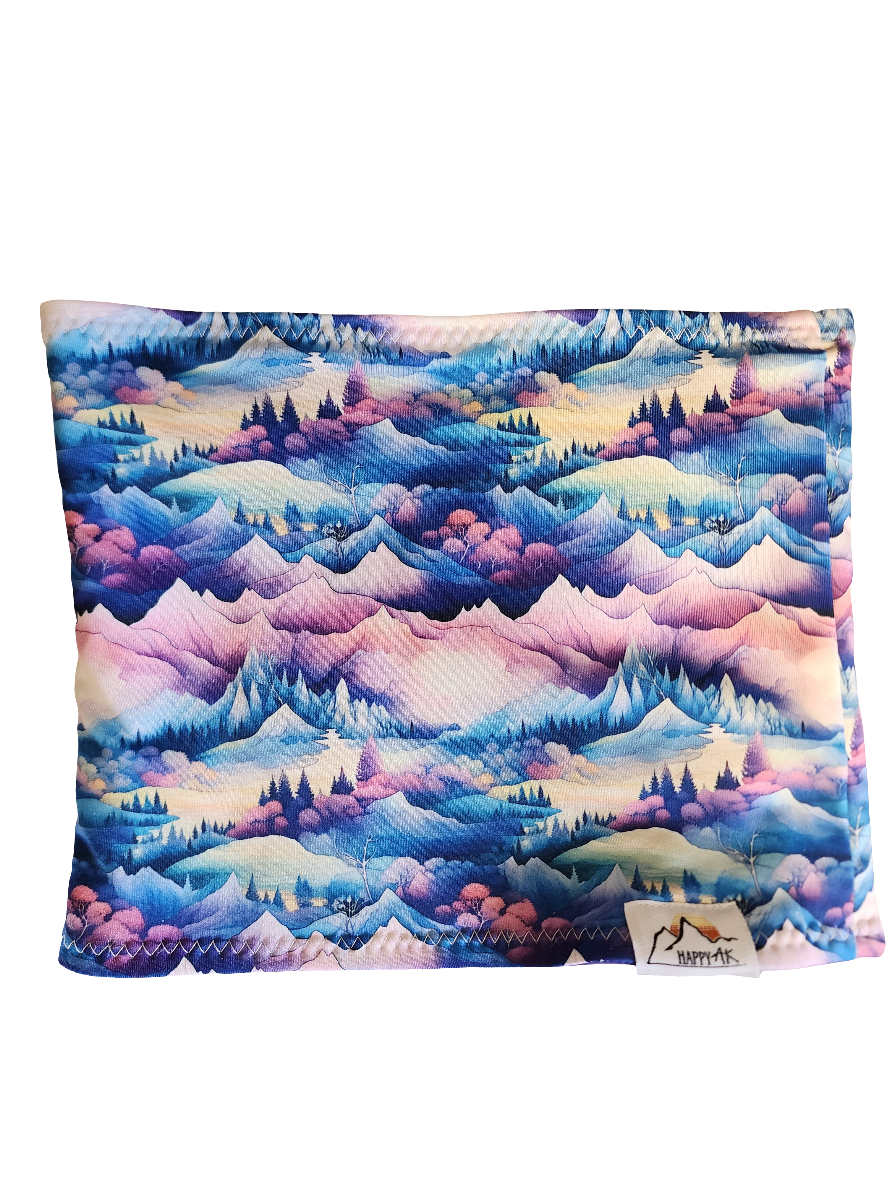 Pink Watercolor Hills Fleece Headband | Fleece Neck Warmer