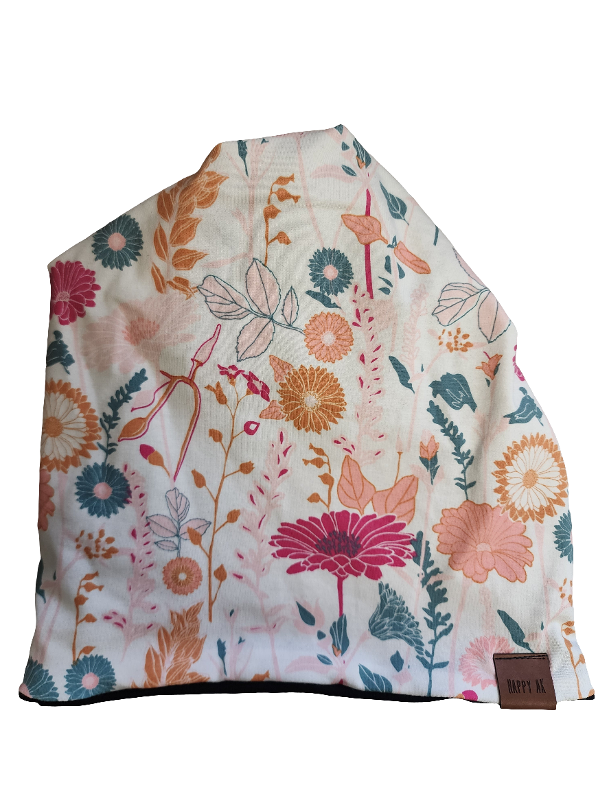"Pink Floral" 4 Way Wool Lined Beanie