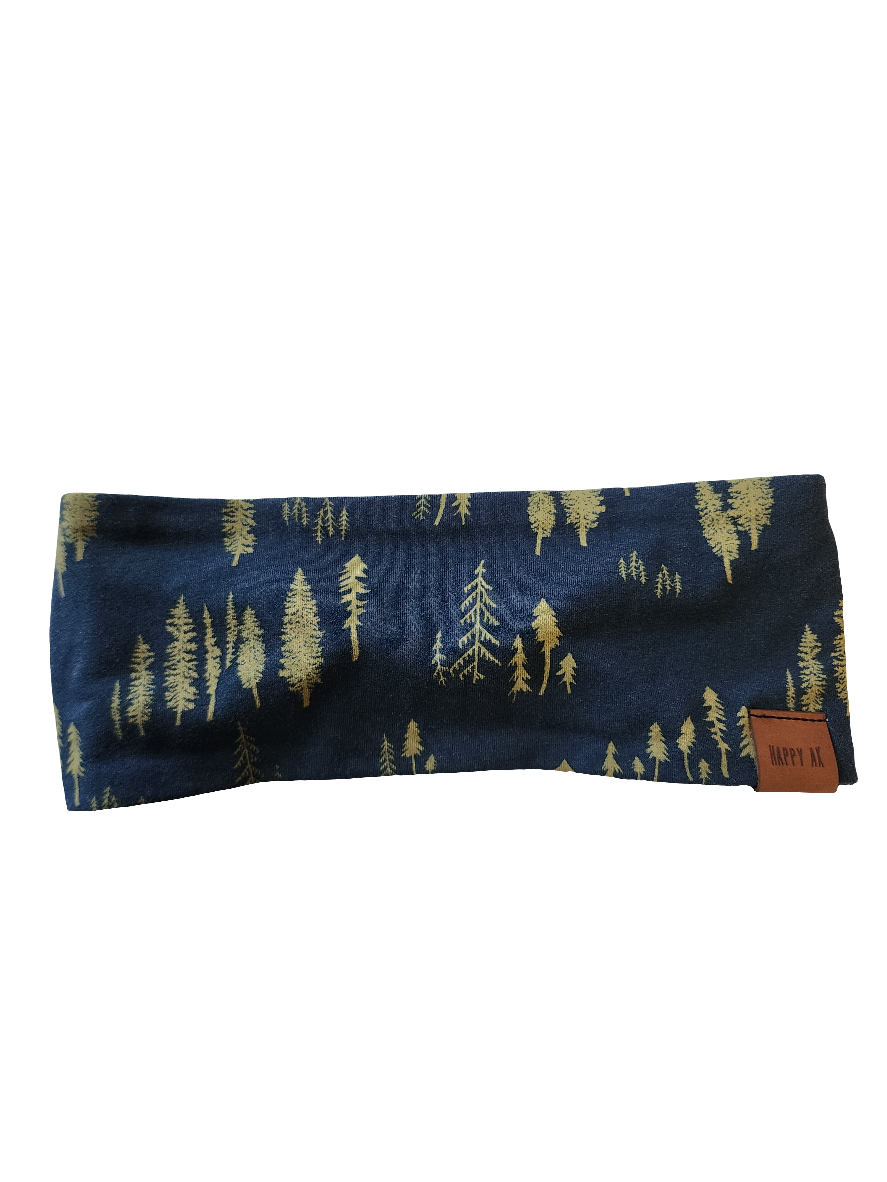 Trees on Black Merino Wool Lined Headband