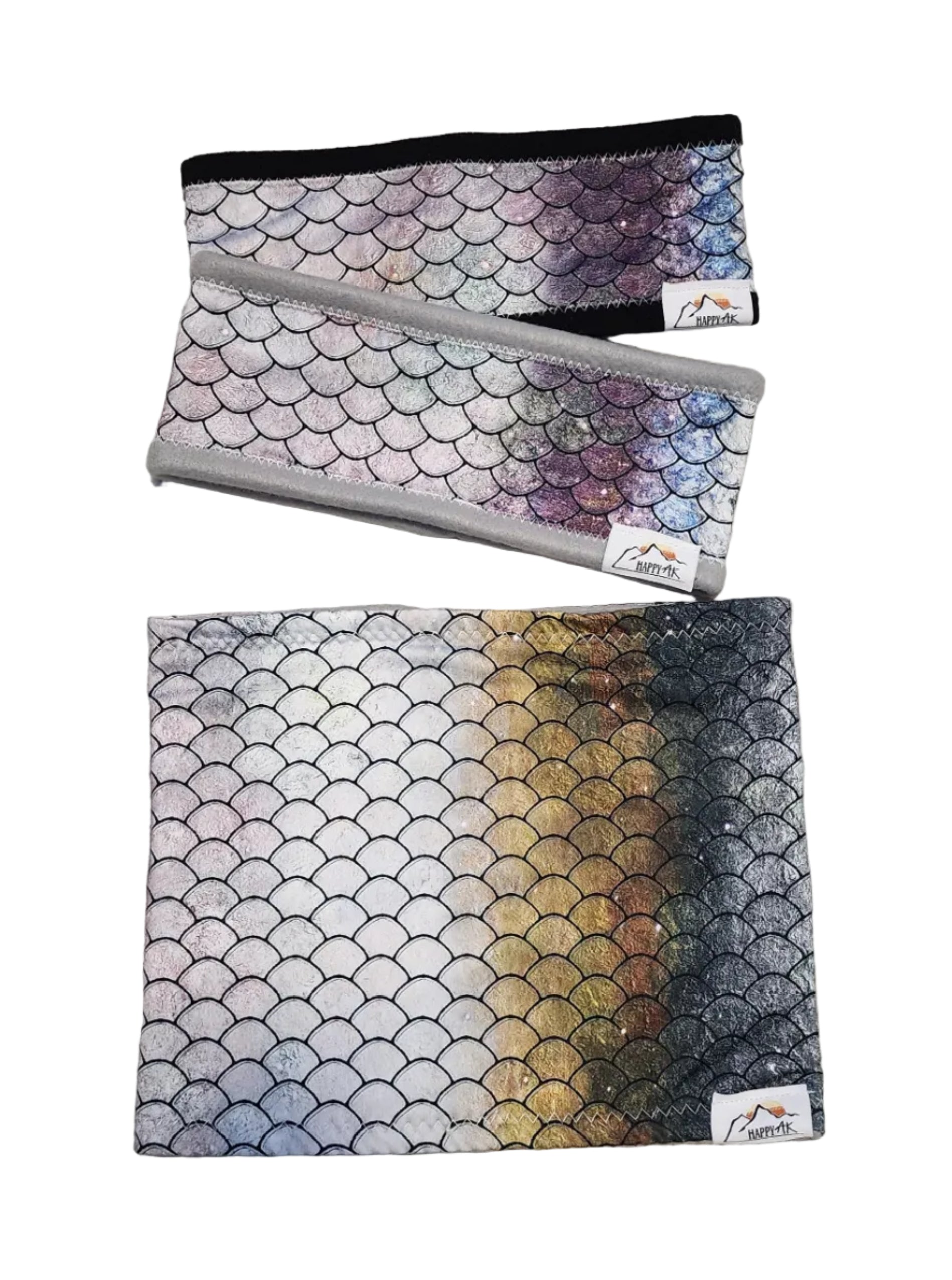 "Salmon Scales" Fleece Headband | Fleece Neck Warmer
