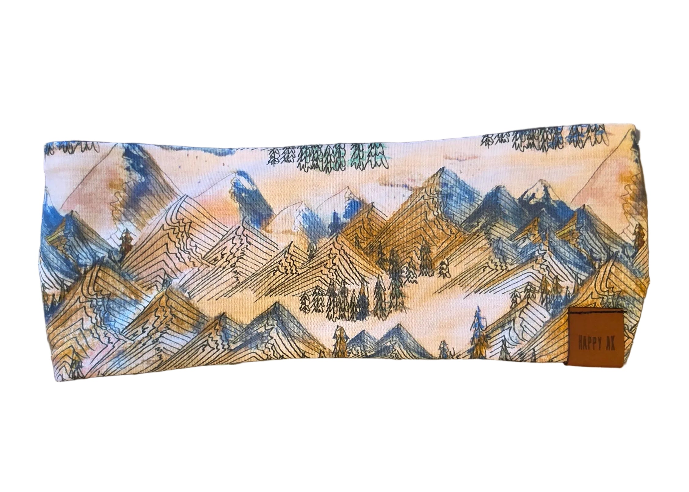 "Watercolor Peaks" Merino Wool Lined Headband