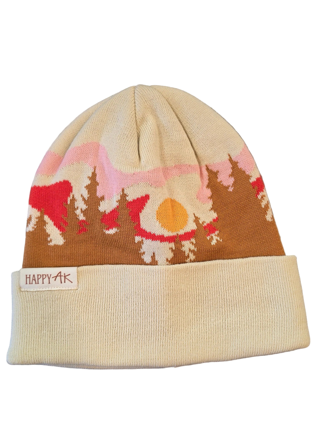 Cream Retro Knit Beanie