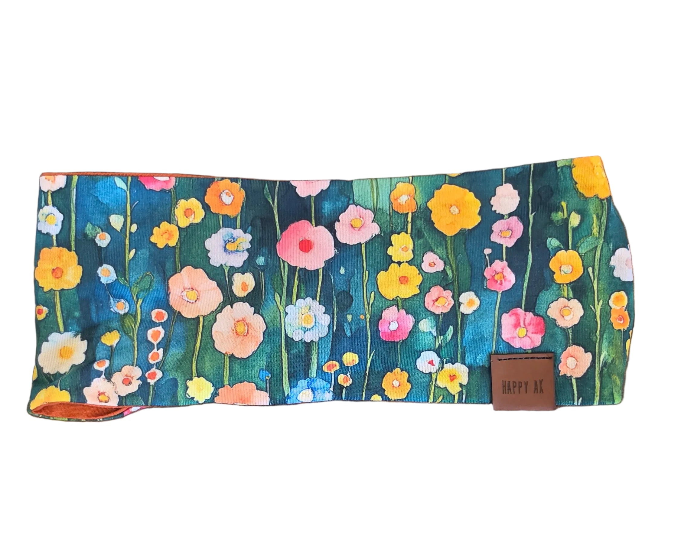 "Watercolor Meadow" Merino Wool Lined Headband