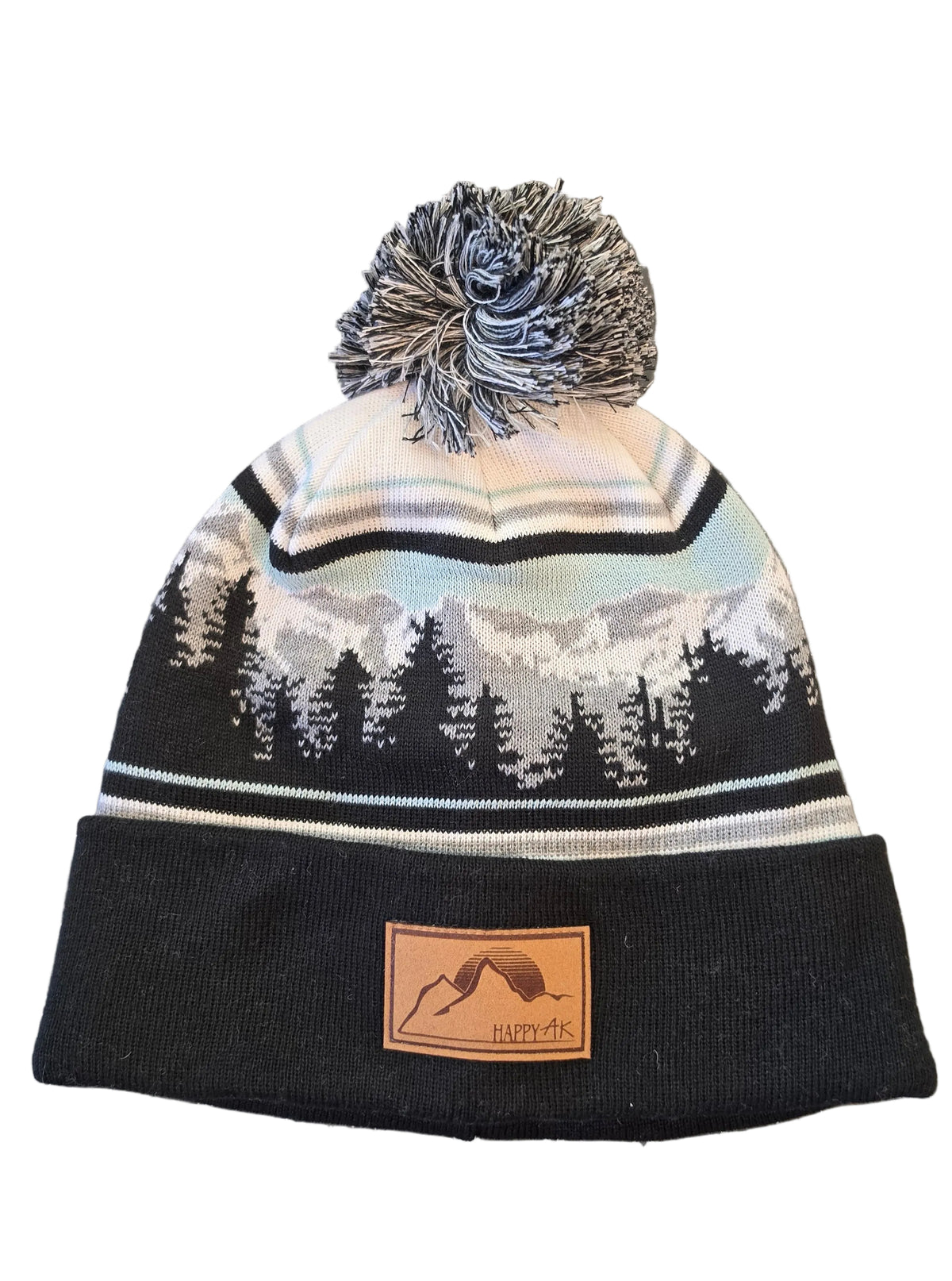 Mountain and Trees Pom Pom Beanie