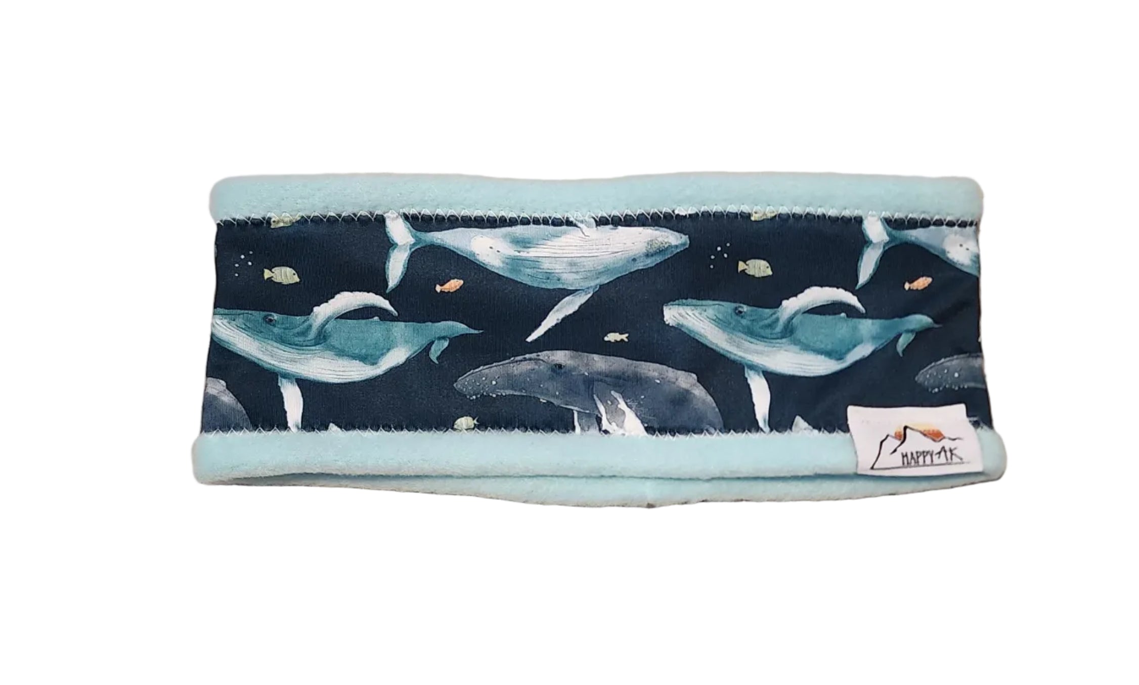"Teal Whales" Fleece Headband