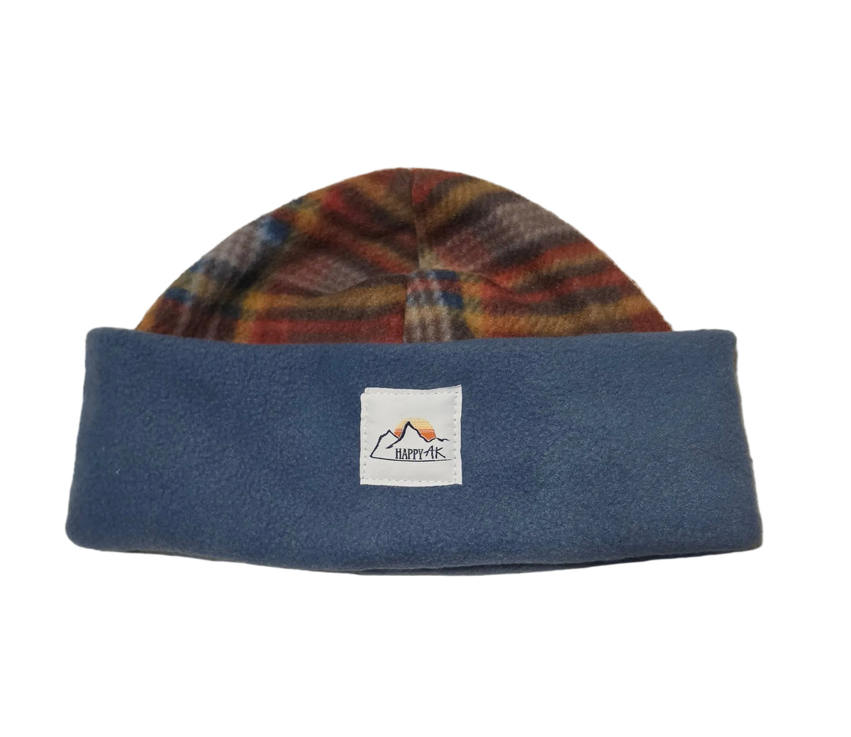 Orange Plaid Fleece Beanie