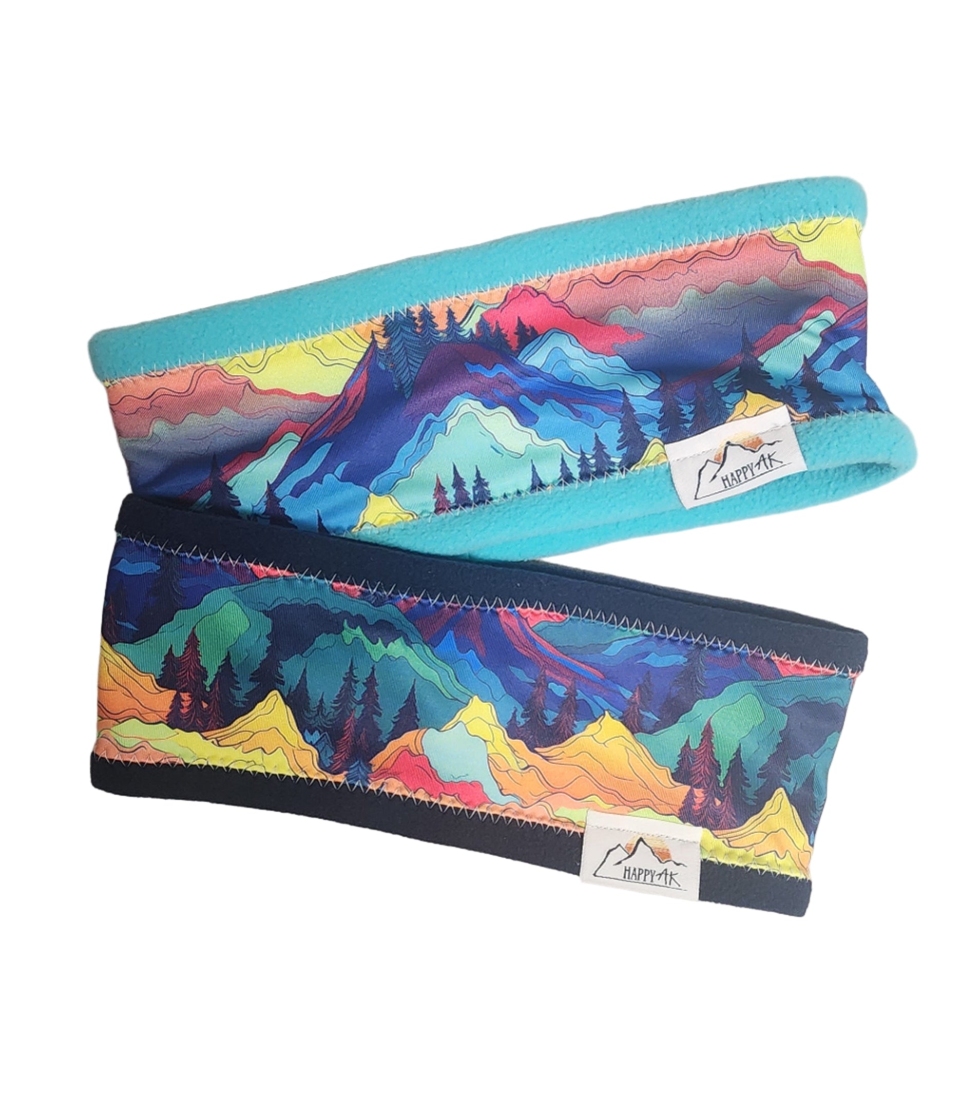 "Neon Mountains" Fleece Headband | Fleece Neck Warmer