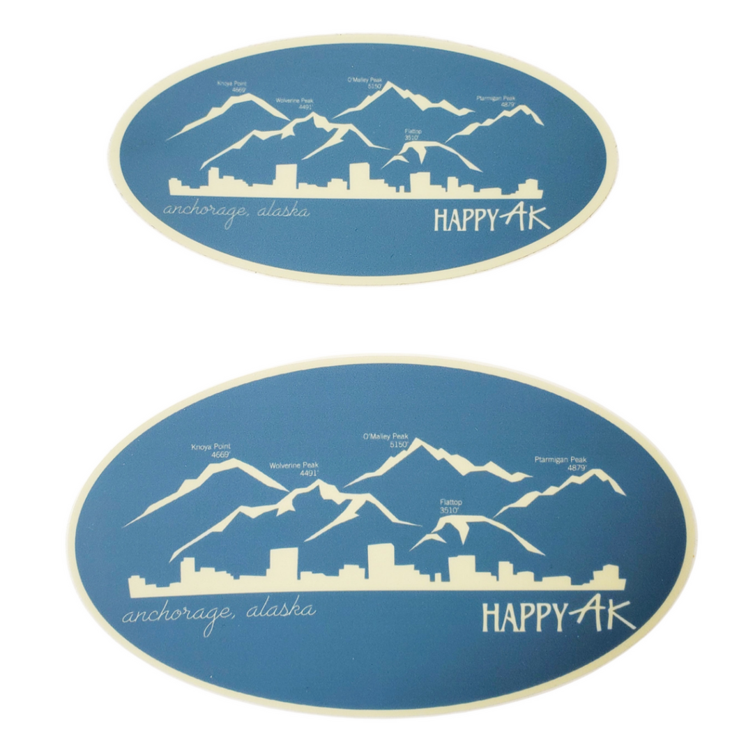 Anchorage Mountain Skyline Sticker - Headband Happy AK