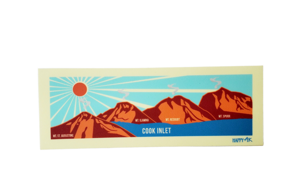 Cook Inlet Volcano Sticker -- Augustine, Iliamna, Redoubt, Spurr - Headband Happy AK