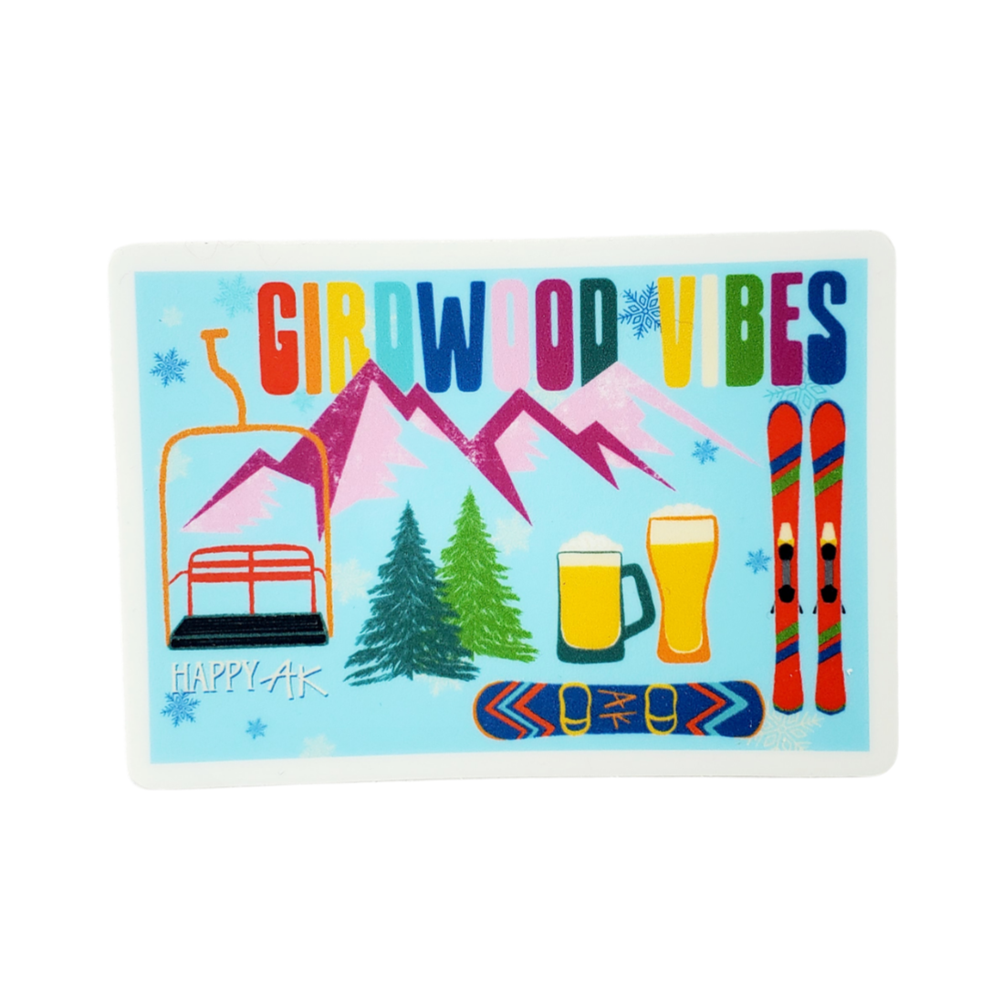 "Girdwood Vibes" sticker - Headband Happy AK